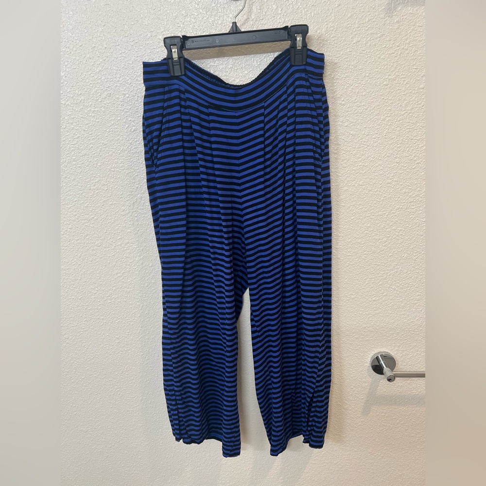 Ava Sky Blue and Black Striped Pants